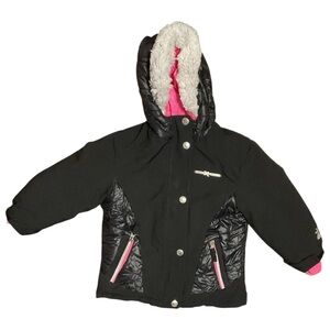 Girls ZeroXposur Black, Pink Faux Fur Waterproof Winter Coat Size 5/6